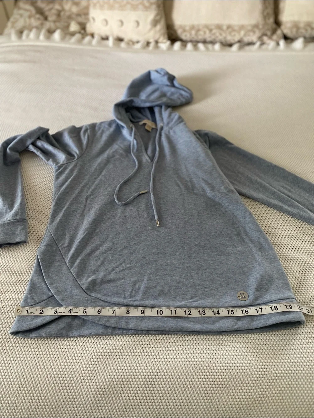 Michael Kors Blue Hooded Pullover Sweatshirt Size Small Soft Stretch